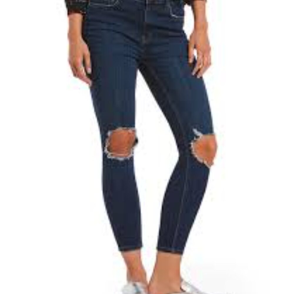 Free People We The Free Busted Skinny Jeans Dark Blue Size 27